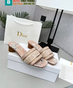 Dép Dior màu be đế cao vân gỗ sang trọng