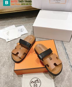 Dép Hermes màu cam quai đen