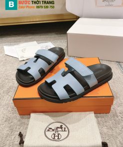 Dép Hermes màu đen quai xanh