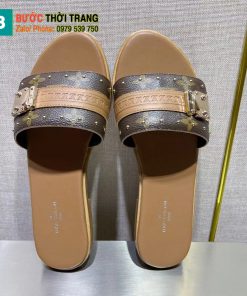 Dép Lv đế bệt màu nâu thanh lịch