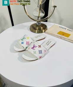 Dép Lv đế bệt màu trắng da mềm mượt