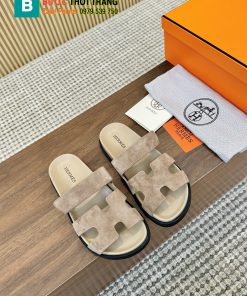 Dép bệt Hermes màu nâu be, 2 quai phong cách năng động
