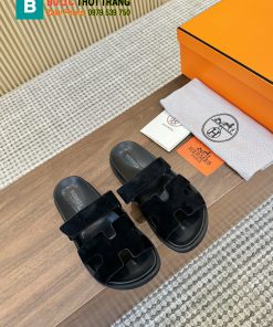 Dép bệt Hermes màu đen 2 quai phong cách năng động