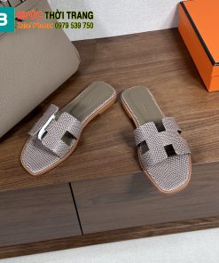 Dép bệt Hermes siêu cấp màu ghi sang trọng chất da bò rất đẹp