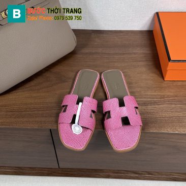 Dép bệt Hermes siêu cấp màu hồng nữ tính, chất da bò rất đẹp