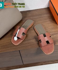 Dép bệt Hermes siêu cấp màu nâu sang trọng, chất da bò rất đẹp