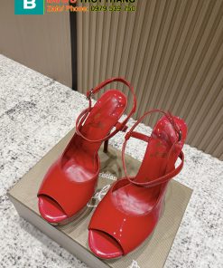 Dép cao gót Christian Louboutin màu đỏ da bóng gót nhọn sang trọng