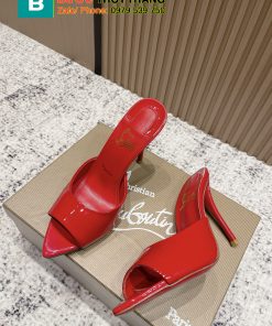 Dép cao gót Christian Louboutin màu đỏ da bóng mũi nhọn cao cấp