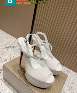 Dép cao gót Christian Louboutin màu trắng da bóng gót nhọn sang trọng