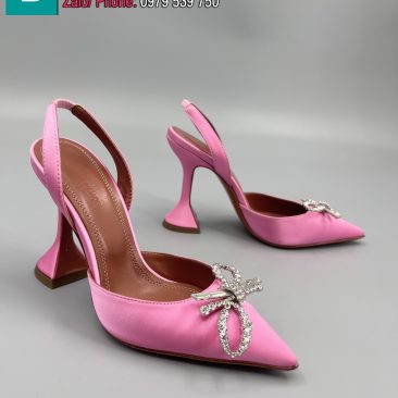 Giày cao gót Amina Muaddi mũi nhọn màu hồng cao 9.5 cm