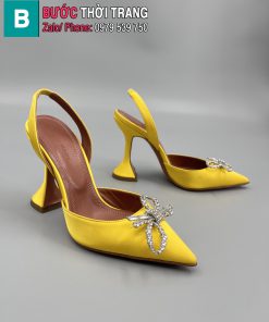 Giày cao gót Amina Muaddi mũi nhọn màu vàng cao 9.5 cm