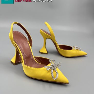 Giày cao gót Amina Muaddi mũi nhọn màu vàng cao 9.5 cm