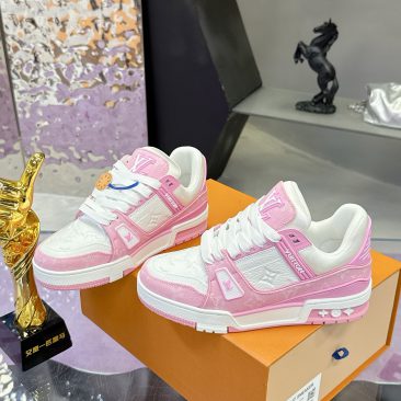 Giày LV Trainer hàng siêu cấp màu hồng cực đẹp dành cho phái nữ