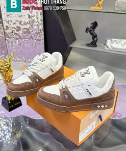 Giày LV Trainer siêu cấp màu nâu trắng sang trọng