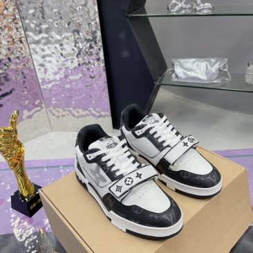 Giày Thể Thao nam nữ LV Trainer hàng siêu cấp màu đen vải bò
