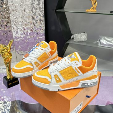 Giày LV Trainer hàng siêu cấp màu vàng chất liệu da đẹp
