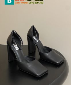 Giày cao gót ALAIA màu đen mũi vuông sang trọng, đế cao 10 cm