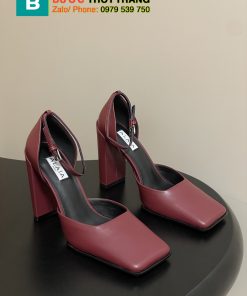 Giày cao gót ALAIA màu đỏ đô mũi vuông sang trọng, đế cao 10 cm