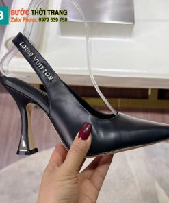 Giày cao gót Lv màu đen cao 9 cm da mềm mượt