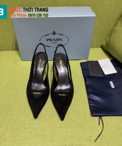 Giày cao gót Prada màu đen cao 7,5 cm