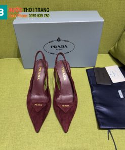Giày cao gót Prada màu đỏ đô cao 7,5 cm