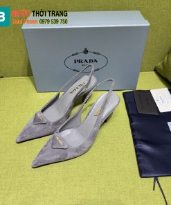 Giày cao gót Prada màu ghi cao 7,5 cm