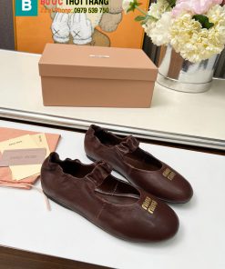 Giày búp bê Miu miu màu nâu quai nhún xinh xắn