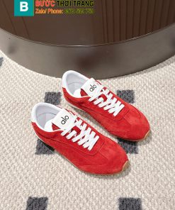 Giày thể thao ALO màu đỏ vải nhung mịn đế cao su bền bỉ