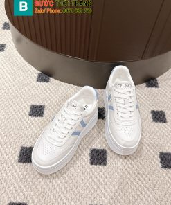 Giày thể thao CELINE màu trắng vạch xanh có đế cao năng động