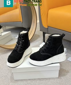 Giày thể thao Chloe màu đen đế cao, lót lông ấm áp