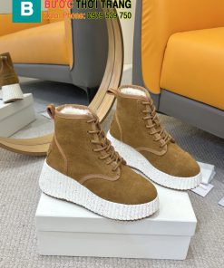 Giày thể thao Chloe màu nâu đế cao, lót lông ấm áp