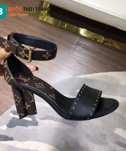 Xăng-đan Lv màu nâu đen đế cao 7,5 cm