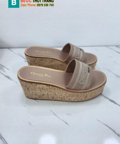 Dép Dior cao gót màu nâu đế xuồng thời trang