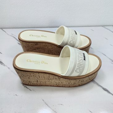 Dép Dior cao gót màu trắng đế xuồng thời trang cao 10cm