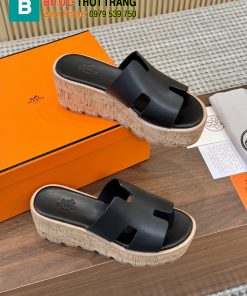 Dép Hermes màu đen đế xuồng chất da mềm đanh rất đẹp