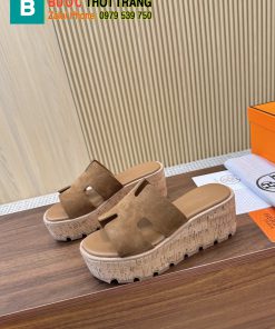Dép Hermes màu nâu đậm đế xuồng chất da mềm đanh rất đẹp