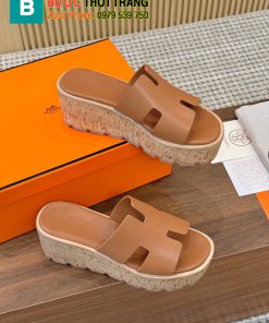 Dép Hermes màu nâu đế xuồng chất da mềm đanh rất đẹp