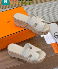 Dép Hermes màu trắng đế xuồng chất da mềm đanh rất đẹp