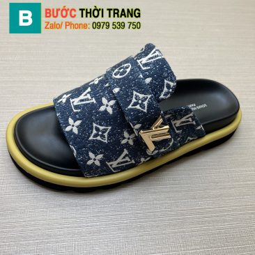 Dép bệt Lv màu xanh unisex phong cách năng động