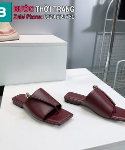 Dép bệt mũi vuông Bottega Veneta màu đỏ trầm hàng siêu cấp