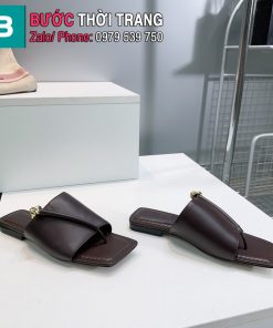 Dép bệt mũi vuông Bottega Veneta màu nâu socola hàng siêu cấp