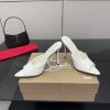 Dép cao gót Christian Louboutin màu trắng da bóng cao cấp mũi nhọn cao 10cm