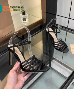 Sandal cao gót Gianvito Rossi cao cấp màu đen dây mảnh đan xen quyến rũ đế cao 10cm
