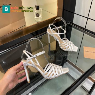 Sandal cao gót Gianvito Rossi cao cấp màu trắng ngà dây mảnh đan xen quyến rũ đế cao 10cm