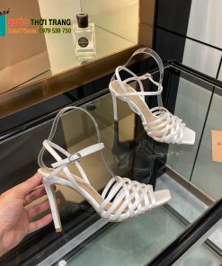 Sandal cao gót Gianvito Rossi cao cấp màu trắng ngà dây mảnh đan xen quyến rũ đế cao 10cm