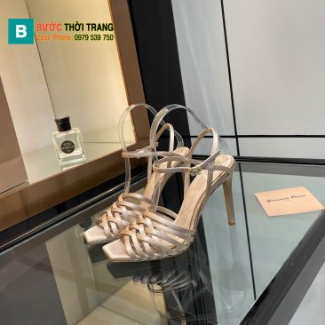 Sandal cao gót Gianvito Rossi cao cấp màu nude dây mảnh đan xen quyến rũ đế cao 10cm