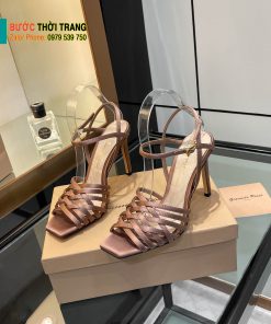 Sandal cao gót Gianvito Rossi cao cấp màu nâu dây mảnh đan xen quyến rũ đế cao 10cm