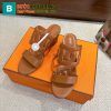 Dép cao gót Hermes siêu cấp màu nâu sang trọng da bò đế gỗ cao 7cm
