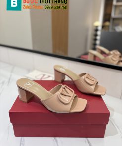 Dép cao gót Valentino màu be chất da mềm đanh, dép cao 6cm