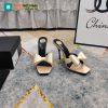Guốc cao gót YSL màu be sang trọng quai nơ xinh xắn đế nhỏ thanh lịch cao 10,5cm